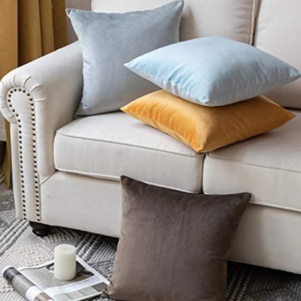 Luxury Home | Elegant Mist Grey Soft Luxe Velvet Throw Pillow Covers